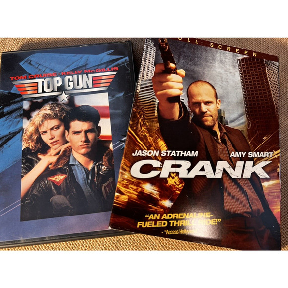 Lot of 2 Vintage DVD Movies-Top Gun with Tom Cruise and Crank with Jason Statham - Picture 1 of 3